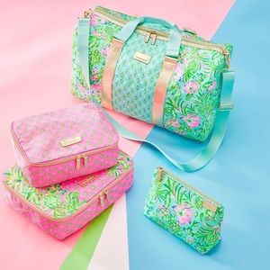 Lilly Pulitzer Full Set Weekender Duffle, Packing Cubes, and Cosmetic Pouch